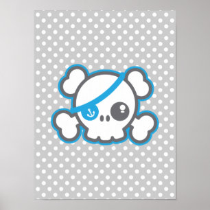 Kawaii Pirate Skull Poster