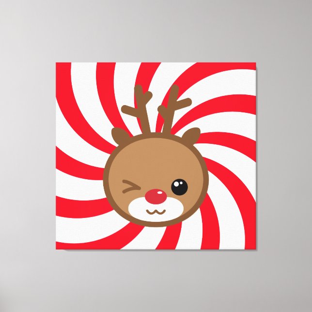 Kawaii Reindeer Canvas Wall Art (Frente)