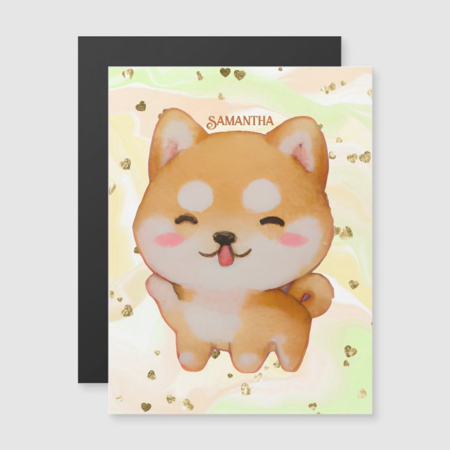 Kawaii Smiling Cartoon-Style Shiba Inu (Frente/Verso)