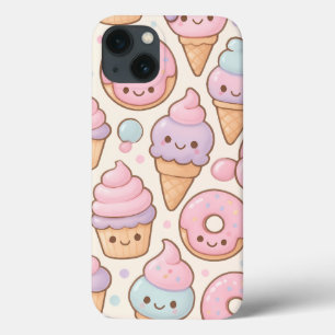Kawaii Sweet Treats Pattern - Cupcakes sorridentes