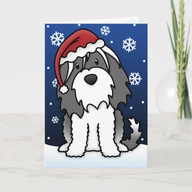 Kawaii Tibetano - Cartão de Natal Terrier (Frente)