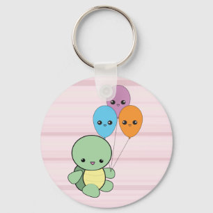 Kawaii Turtle com Balões chaveiro