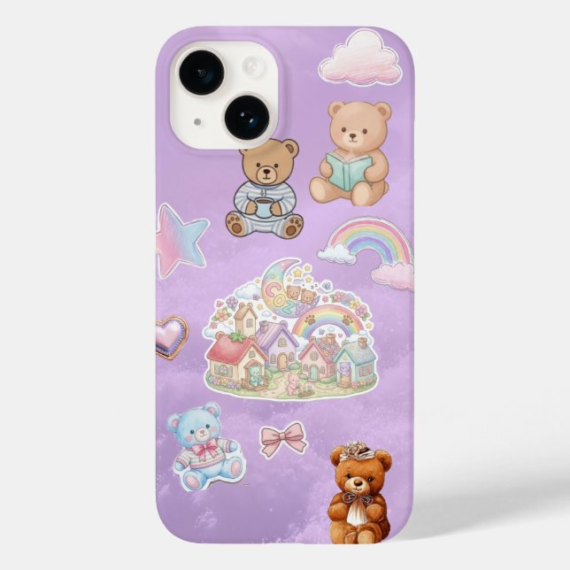 Kawaii Urso de Pelúcia Roxo Pastel Estético  (Verso)