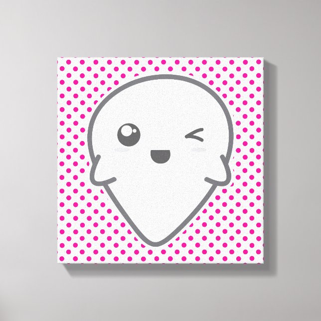 Kawaii Winking Ghost Canvas (Frente)