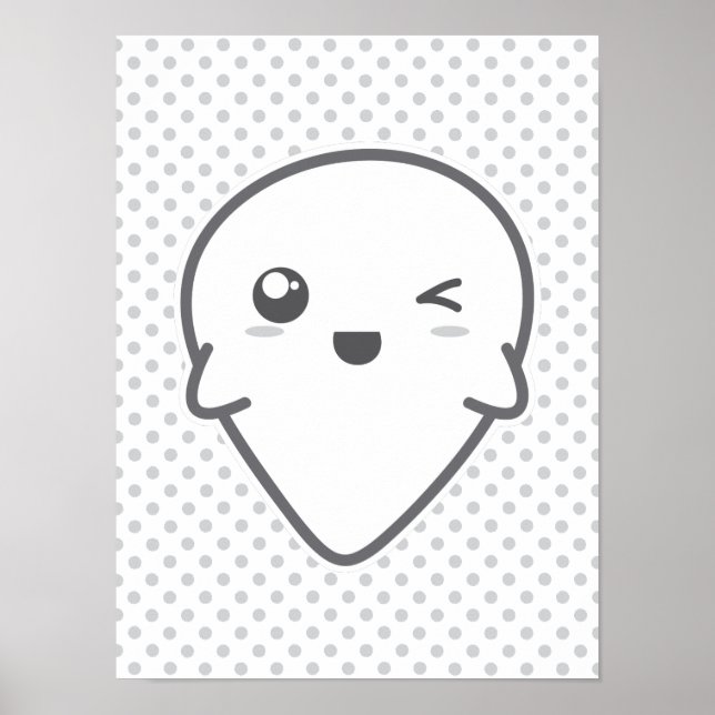 Kawaii Winking Ghost Poster (Frente)