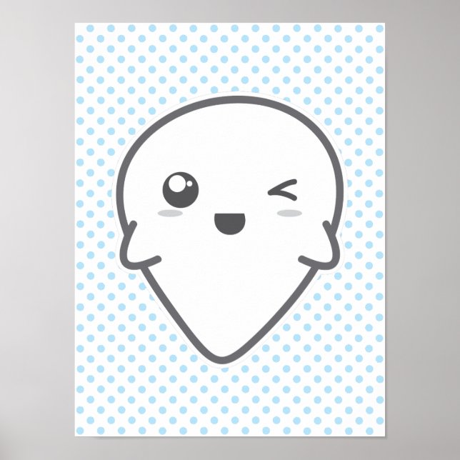 Kawaii Winking Ghost Poster (Frente)
