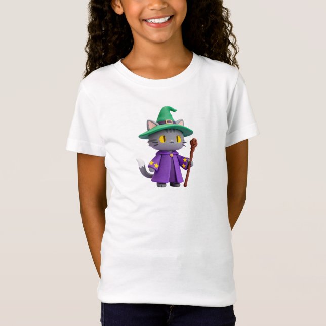 Kawaii Wizard Cat T-Shirt (Frente)