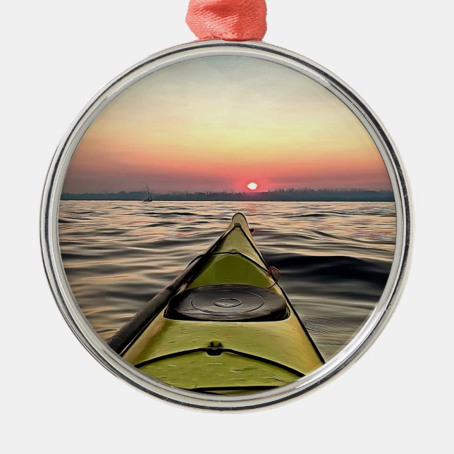 Kayaking no Enfeites de natal Enquadrado Sunset (Frente)