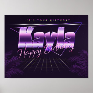Kayla Name Vorname lila retro Poster Geburtstag