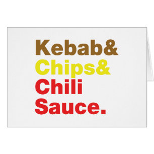 Kebab e Chips e Molho Chili. Cartão