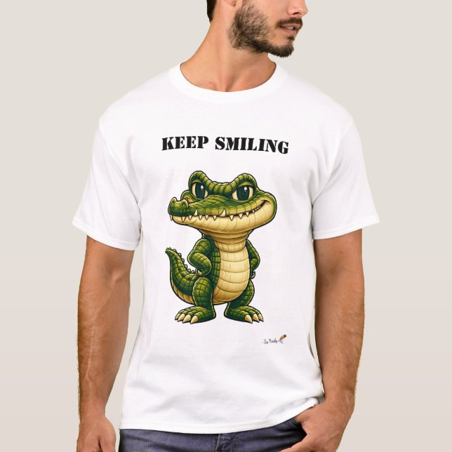 Keep Smiling Funny Crocodile T-Shirt (Frente)