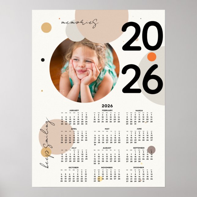 Keep Smiling Photo Calendar 2026 Poster 18x24 (Frente)
