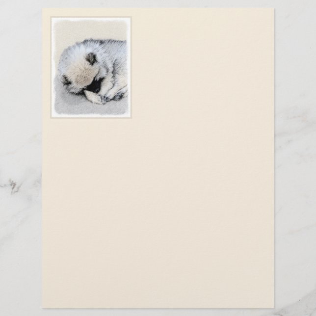 Keeshond Dormindo Puppy Pintura Original (Frente)