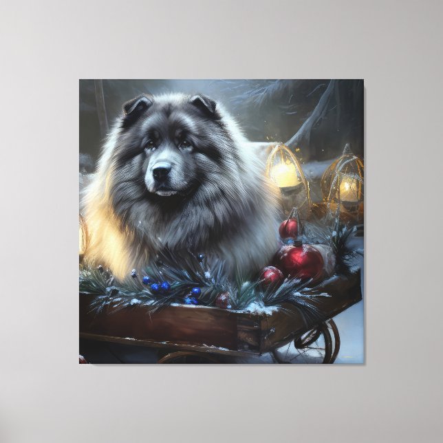 Keeshond Nevado Trenó Natal Decoração (Frente)