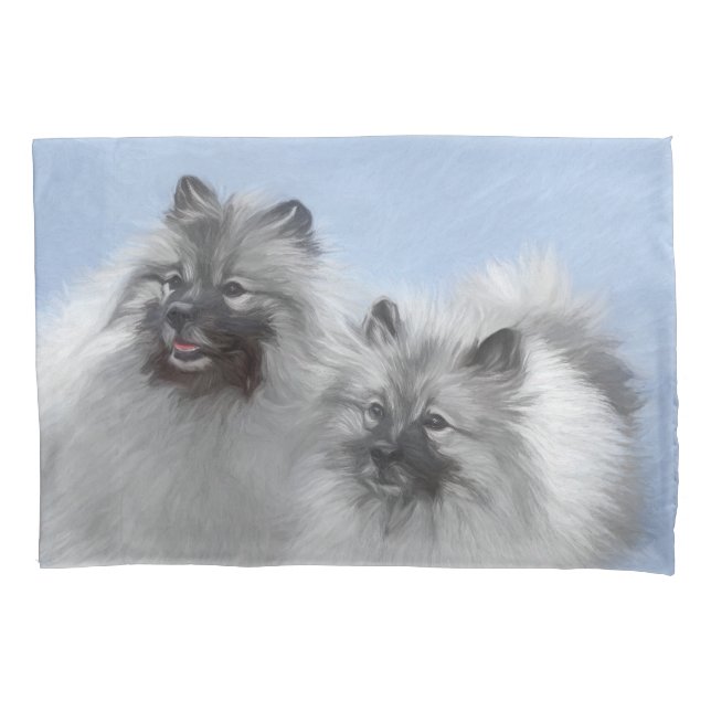 Keeshond Pair de Kees pintando Arte Animal Origina (Frente)