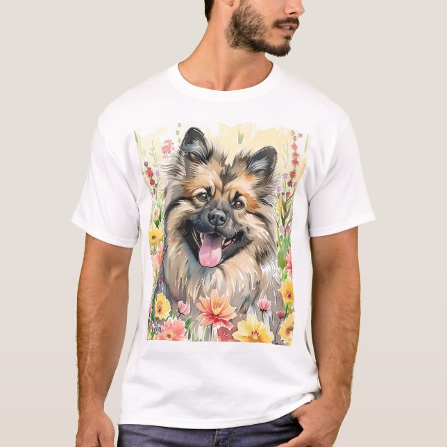Keeshond Watercolor Men's T-Shirt (Frente)