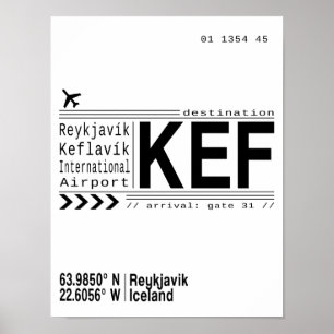 KEF impressão do poster do aeroporto de Reykjavik