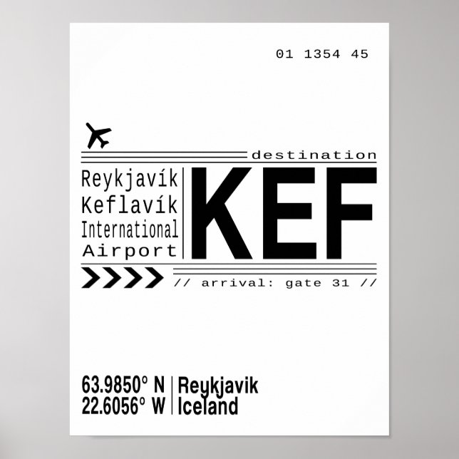 KEF Reykjavik, poster do aeroporto da Islândia (Frente)