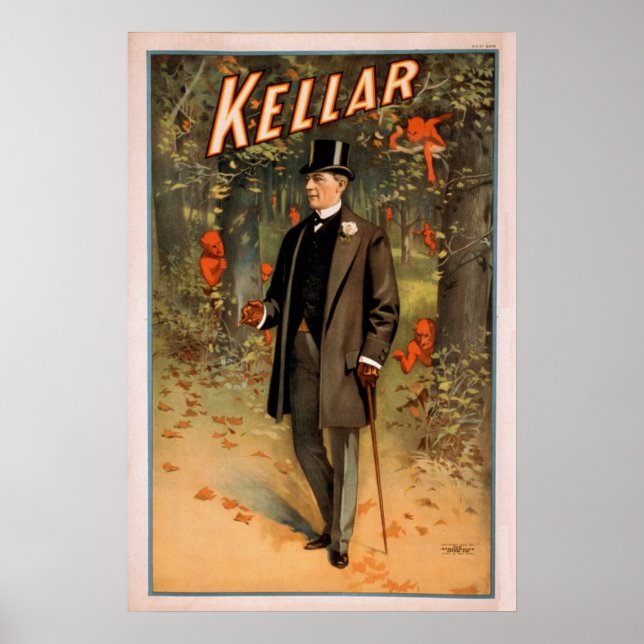 KELLAR Magalhista Ilusionista VAUDEVILLE Poster (Frente)