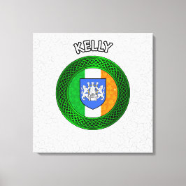 Kelly Crest & Celtic Knot on Shamrock Canvas Print