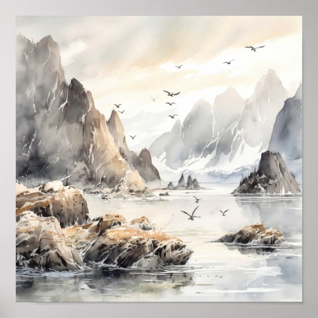 Kenai Fjords National Park Watercolor Poster (Frente)