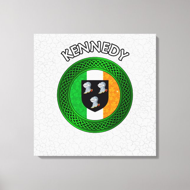 Kennedy Crest e Celtic Knot sobre Shamrock Canvas (Frente)