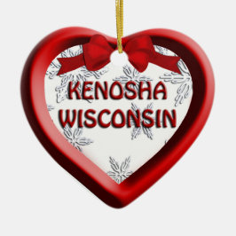 Kenosha Wisconsin Heart Enfeites de natal