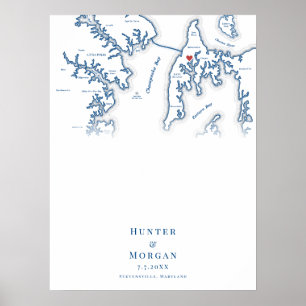 Kent Island MD Wedding Elegant Guest Book Poster