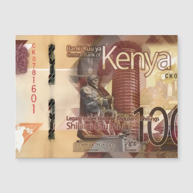 Kenya 1000 Shillings Banknote Magnetic Card (Frente)