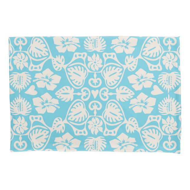 Keoni Hawaiian Monstera Leaf Damask Aqua (Frente)