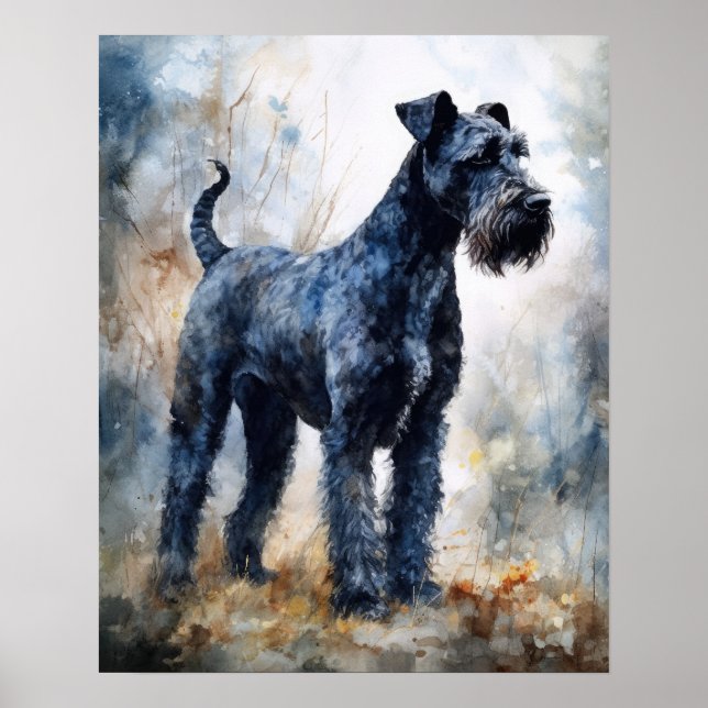 Kerry Blue Terrier Dog Art Impressão Poster (Frente)