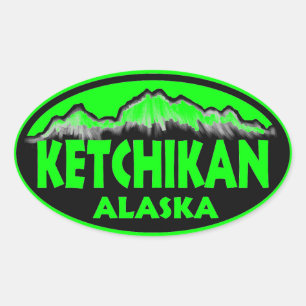 Ketchikan Alaska - adesivos ovais verdes