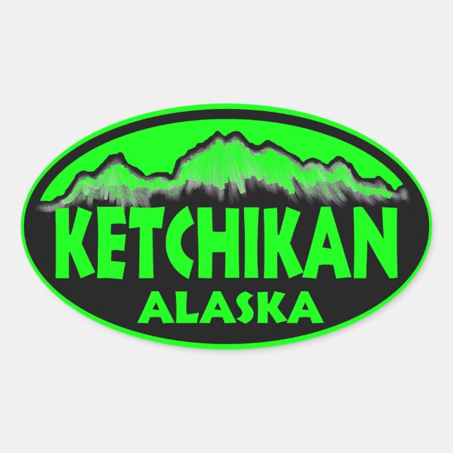 Ketchikan Alaska - adesivos ovais verdes (Frente)