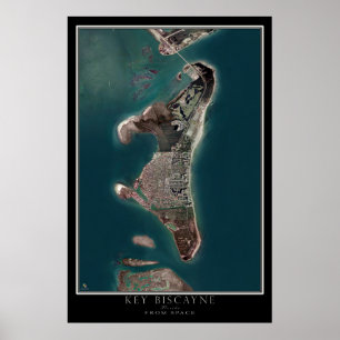 Key Biscayne Florida - Mapa de Poster por Satélite