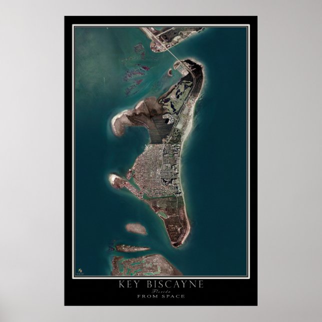 Key Biscayne Florida - Mapa de Poster por Satélite (Frente)