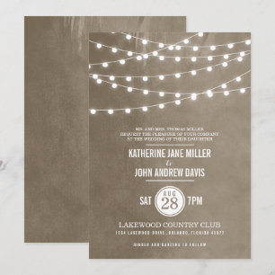 Khaki String Luz Convite De Casamento