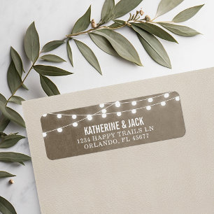 Khaki String Luzes Endereço de Casamento Etiqueta