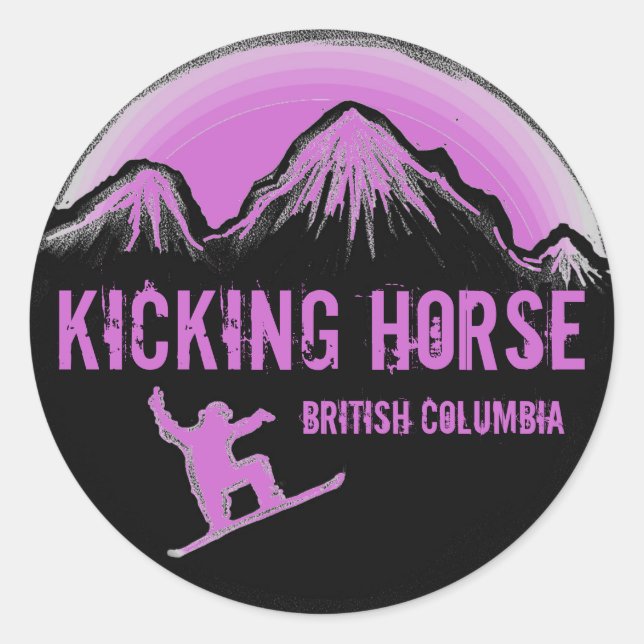 Kicking Horse BC Canadá autocolantes roxos de snow (Frente)