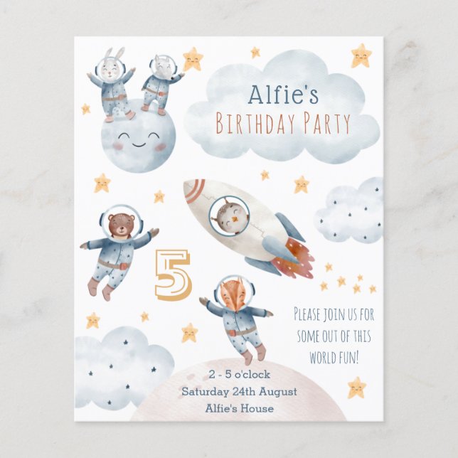 Kid Astronauta Rocket Space Convite de Aniversário (Frente)