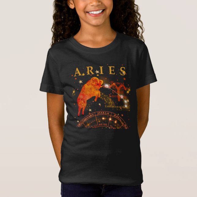 Kid Retro Aries Zodiac Traços T-Shirt (Frente)