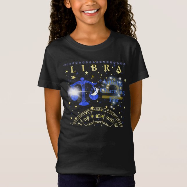 Kid Retro Libra Zodiac Traços T-Shirt (Frente)