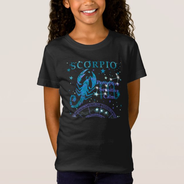 Kid Retro Scorpio Zodiac Traços T-Shirt (Frente)