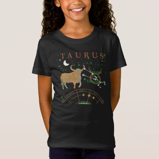 Kid Retro Taurus Zodiac Traços T-Shirt (Frente)