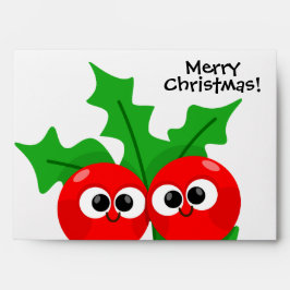 Kids Christmas Envelope with Cute Holly Berries