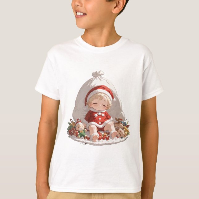 Kids Christmas T-Shirt Santa Children's Basic Tee (Frente)
