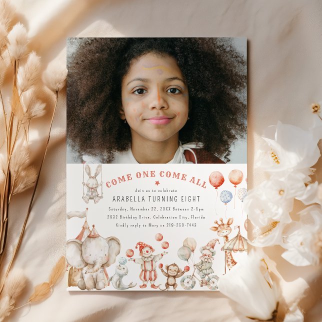 Kids Circus Themed Photo Convite de aniversário (Criador carregado)