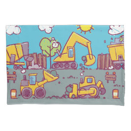 Kids Construction Themed Pillowcase