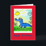 Kids De Alligador Azul, Cartão De Aniversário Dobr<br><div class="desc">Este design de jacaré azul bonitinho para crianças deseja, "Parabéns" na frente. A saudação dentro é: "Alligadores azuis concordam que você é uma criança excelente. Todos concordam. Feliz aniversário." Este cartão é perfeito para as crianças, para os vossos ou para os netos nessa ainda jovem idade, quando as crianças exploram...</div>