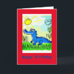 Kids De Alligador Azul, Cartão De Aniversário Dobr<br><div class="desc">Este design de jacaré azul bonitinho para crianças deseja, "Parabéns" na frente. A saudação dentro é: "Alligadores azuis concordam que você é uma criança excelente. Todos concordam. Feliz aniversário." Este cartão é perfeito para as crianças, para os vossos ou para os netos nessa ainda jovem idade, quando as crianças exploram...</div>