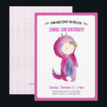 Kids Dinossaur Girl Birthday Convite<br><div class="desc">Este adorável convite de aniversário de aquarela apresenta uma menina bonita vestida como um dinossauro. Todos os detalhes são personalizáveis. Outras cores disponíveis.</div>